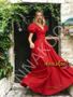 Shop 2026 ANNAKOO Short Sleeve V Neck Red A Line Satin Prom Dress Under 189