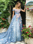 Shop 2026 ANNAKOO Off The Shoulder Tulle Blue A Line Flower Prom Dress Under 287