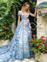 Shop 2026 ANNAKOO Off The Shoulder Tulle Blue A Line Flower Prom Dress Under 287