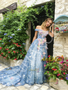Shop 2026 ANNAKOO Off The Shoulder Tulle Blue A Line Flower Prom Dress Under 287
