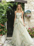 Shop 2026 ANNAKOO Green Tulle Floral A Line Strapless Prom Dress Under 189