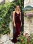 Shop 2026 ANNAKOO Spaghetti Straps Burgundy Velvet Trumpet Mermaid Beading Prom Dress Under 189