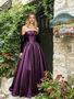 Shop 2026 ANNAKOO Long Sleeves Ball Gown Purple Satin Prom Dress Under 189