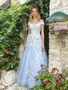 Shop 2026 ANNAKOO Light Blue Off The Shoulder A Line Appliques Prom Dress Under 189