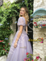 Shop 2026 ANNAKOO Short Sleeve Square Lilac Tulle Beading Prom Dress Under 189