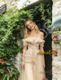 Champagne Tulle Off The Shoulder Beading A Line Prom Dress