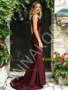 Shop 2026 ANNAKOO  V Neck Trumpet Mermaid Satin Backless Burgundy Prom Dress Under 138