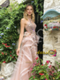 Shop 2026 ANNAKOO Halter Sequin Champagne Pink Mermaid Beading Ruffles Prom Dress Under 199