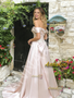 Shop 2026 ANNAKOO Pink Off The Shoulder Appliques Ruched A Line Prom Dress Under 189