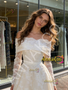 Shop 2026 ANNAKOO Long Sleeve Lace Off The Shoulder A Line Wedding Dress Under 229