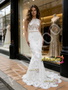 Shop 2026 ANNAKOO Jewel Trumpet Mermaid Lace Sweep Train Wedding Dress Under 259