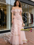 Shop 2026 ANNAKOO Off The Shoulder Pink Tulle Flowers A Line Wedding Dress Under 259