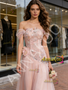 Shop 2026 ANNAKOO Off The Shoulder Pink Tulle Flowers A Line Wedding Dress Under 259