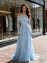 Shop 2026 ANNAKOO Off The Shoulder Long Sleeve Blue Lace Wedding Dress Under 239