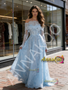 Shop 2026 ANNAKOO Off The Shoulder Long Sleeve Blue Lace Wedding Dress Under 239