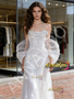 Shop 2026 ANNAKOO Organza White Spaghetti Straps Trumpet Mermaid Wedding Dress Under 399
