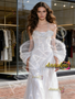 Shop 2026 ANNAKOO Organza White Spaghetti Straps Trumpet Mermaid Wedding Dress Under 399