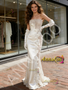 Shop 2026 ANNAKOO White Strapless Ruched Sa1234tin Sheath Column Beading Wedding Dress With Gloves 