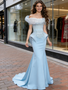 Shop 2026 ANNAKOO Blue Off The Shoulder Beading Trumpet Mermiad Prom Dress Under 498