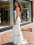 Shop 2026 ANNAKOO Lace Spaghetti Straps Trumpet Mermaid White Wedding Dress Under 199
