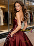 Shop 2026 ANNAKOO Burgundy Ball Gown Sweetheat Satin Prom Dress With Pockets Under 229