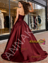 Shop 2026 ANNAKOO Burgundy Ball Gown Sweetheat Satin Prom Dress With Pockets Under 229