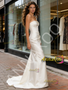 Strapless Satin Trumpet Mermaid Ruched White Wedding Dress