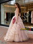 Shop 2026 ANNAKOO Pink Flower Strapless A Line Ruched Tulle Prom Dress Under 199
