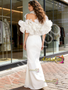 Shop 2026 ANNAKOO Ruffles Off The Shoulder White Trumpet Mermaid Wedding Dress Under 299