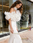 Shop 2026 ANNAKOO Ruffles Off The Shoulder White Trumpet Mermaid Wedding Dress Under 299