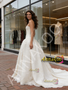 Shop 2026 ANNAKOO Strapless Satin A Line Lace Sleeveless Wedding Dress Under 249