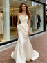 Shop 2026 ANNAKOO Satin Trumpet Mermaid Sweep Train Ruched Wedding Dress Under 249