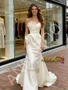 Shop 2026 ANNAKOO Satin Trumpet Mermaid Sweep Train Ruched Wedding Dress Under 249