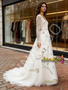 Shop 2026 ANNAKOO Long Sleeve Embroidery White Tulle V Neck Prom Dress Under 289