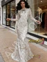 Shop 2026 ANNAKOO Silver Long Sleeve Trumpet Mermaid Scoop Prom Dress Under 289