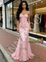 Shop 2026 ANNAKOO Pink Beading Flowers Lace Sheath Column Tulle Prom Dress Under 289