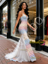 Shop 2026 ANNAKOO Colorful Lace Spaghetti Straps Meash Trumpet Mermaid Prom Dress Under 249