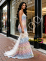 Shop 2026 ANNAKOO Colorful Lace Spaghetti Straps Meash Trumpet Mermaid Prom Dress Under 249