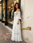 Shop 2026 ANNAKOO Off The Shoulder Champagne Long Sleeve Chiffon Beading Wedding Dress 198