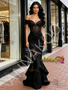 Shop 2026 ANNAKOO Off The Shoulder Black Beading Ruffles Mermaid Prom Dress Under 278
