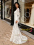 Shop 2026 ANNAKOO Lace Trumpet Mermaid White Boat Long Sleeve Wedding Dress Under 289