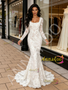 Shop 2026 ANNAKOO Lace Trumpet Mermaid White Boat Long Sleeve Wedding Dress Under 289