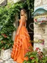 Shop 2026 ANNAKOO Orange Strapless Satin Ruffles Beading A Line Prom Dress Under 189