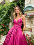 Shop 2026 ANNAKOO Fuchsia Satin A Line Spaghetti Straps Prom Dress Under 149