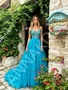 Shop 2026 ANNAKOO Cold Shoulder Spaghetti Straps Chiffon Blue Beading Prom Dress Under 189