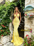 Shop 2026 ANNAKOO Yellow Cut Out Trumpet Mermaid Spaghetti Straps Prom Dress Under 189