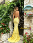 Shop 2026 ANNAKOO Yellow Cut Out Trumpet Mermaid Spaghetti Straps Prom Dress Under 189