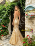 Shop 2026 ANNAKOO Sweetheart Gold Butterfly Sequin Trumpet Mermaid Prom Dress Under 189