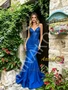 Shop 2026 ANNAKOO Royal Blue Satin Spaghetti Straps Beading Prom Dress Under 289