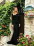 Shop 2026 ANNAKOO Black Long Sleeve Spandex Trumpet Mermaid Prom Dress Under 159